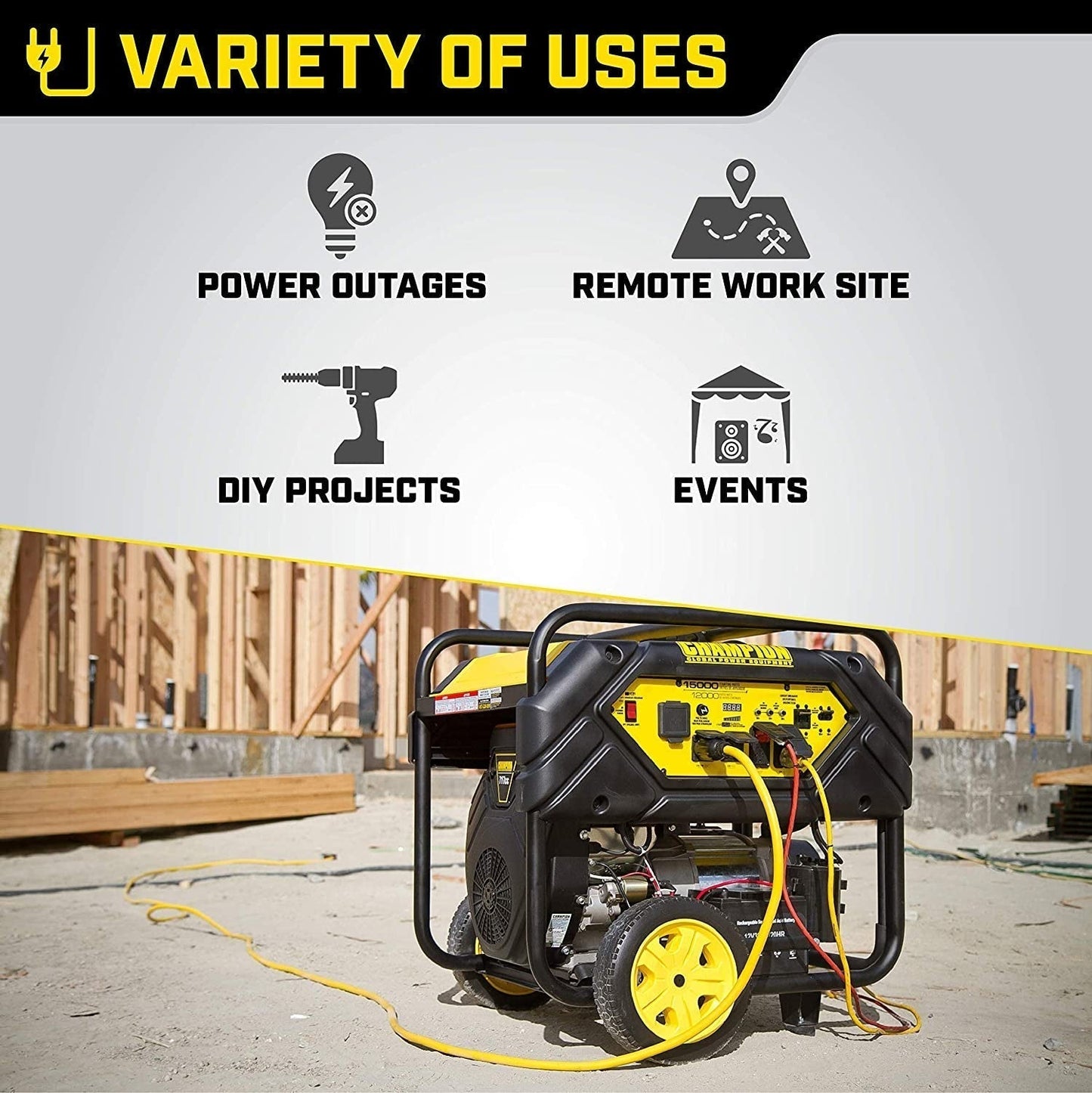 Champion Power Equipment 15,000/12,000 Watts Portable Generator with Lift Hook