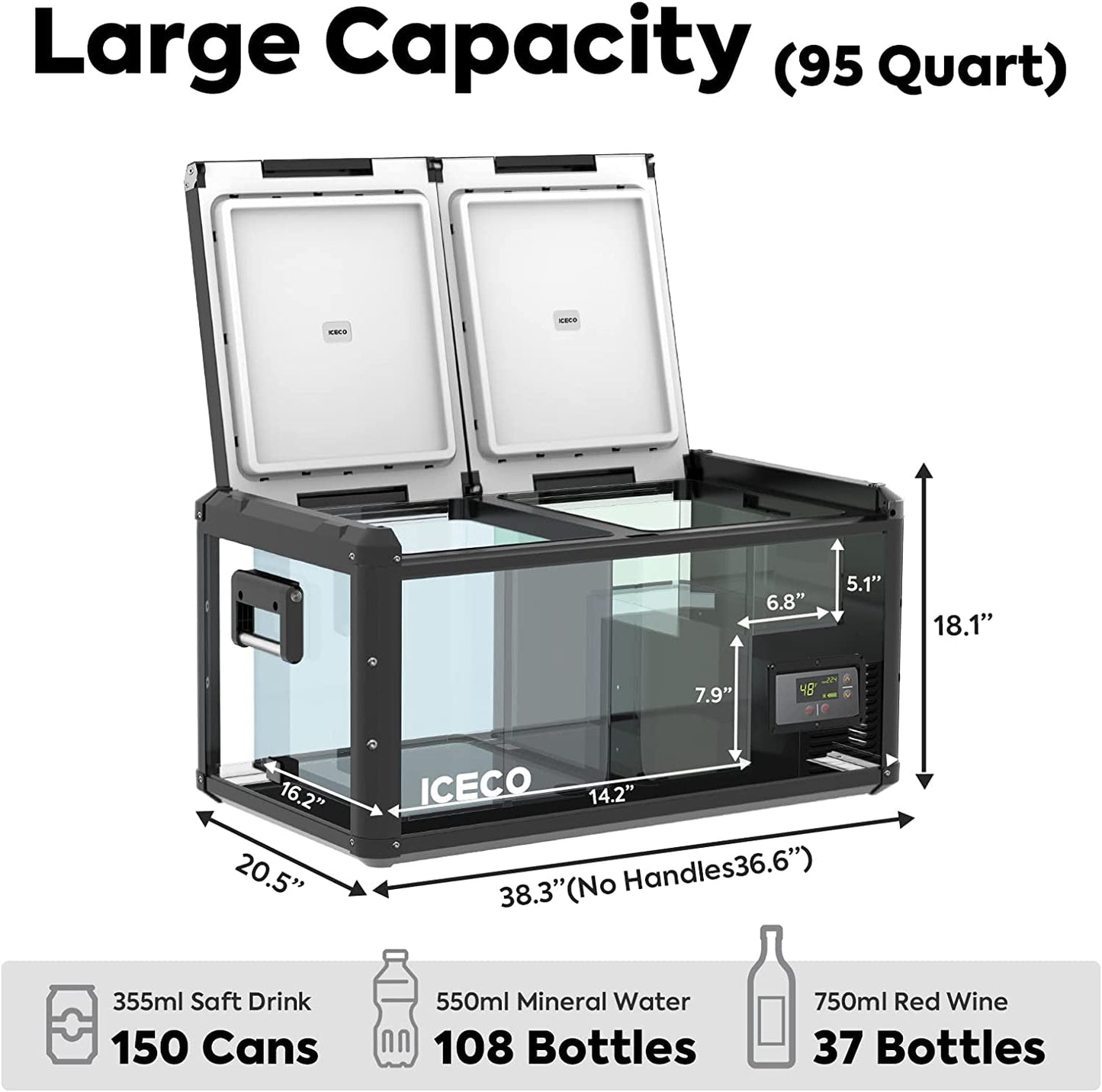 ICECO VL90 ProD Portable Refrigerator, Multi-directional Lid
