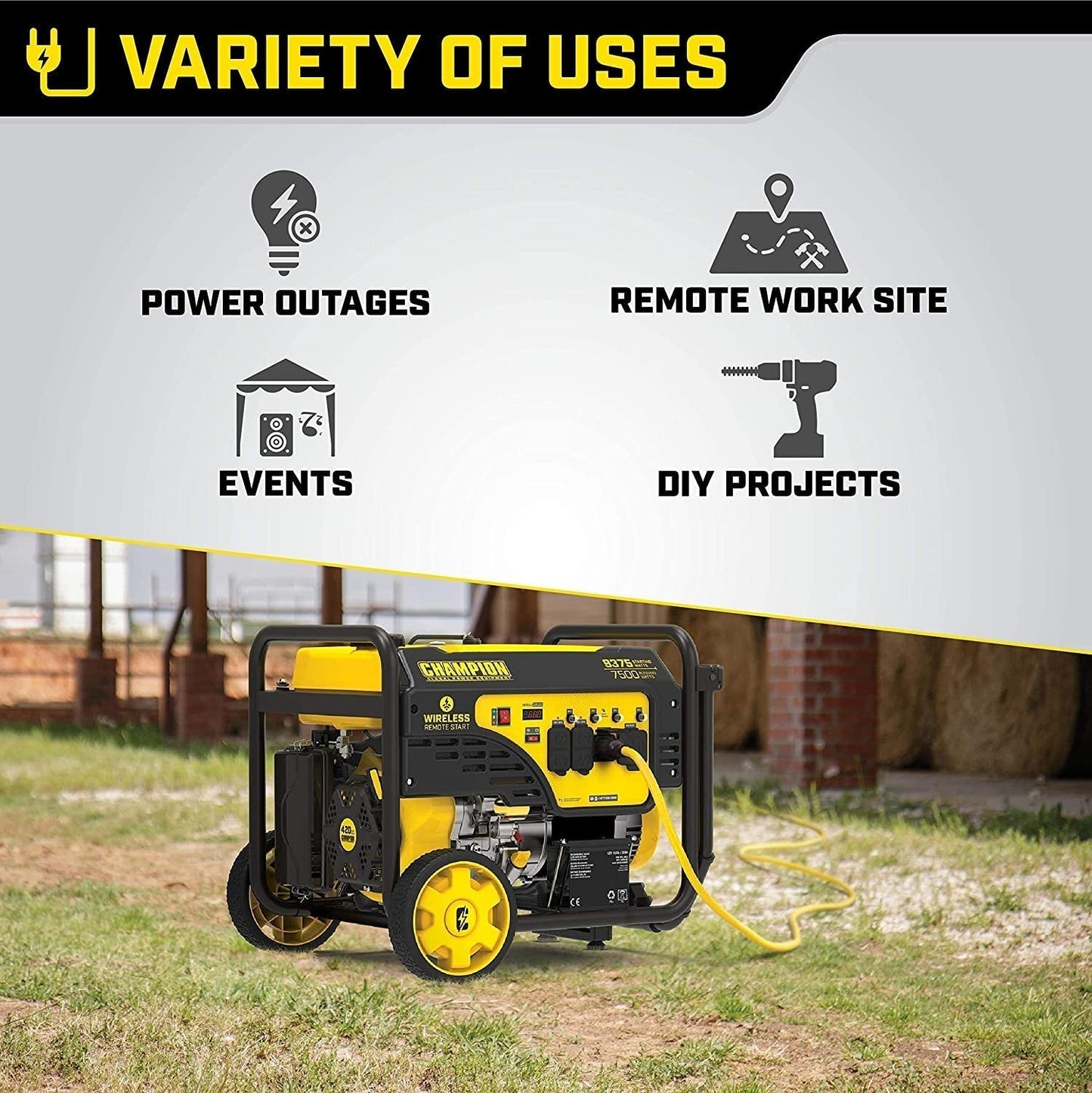 Champion Power Equipment 9375/7500-Watt Portable Generator, Wireless Remote Start