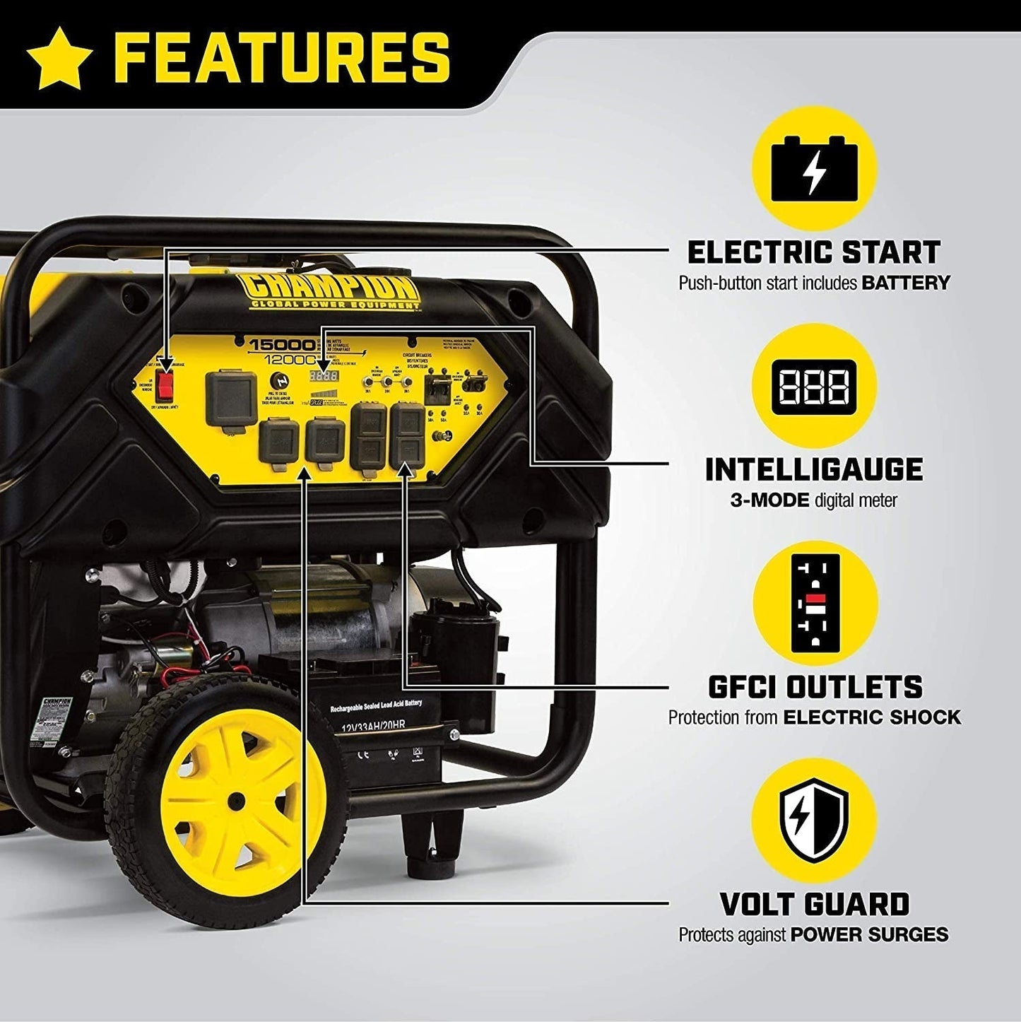 Champion Power Equipment 15,000/12,000 Watts Portable Generator with Lift Hook