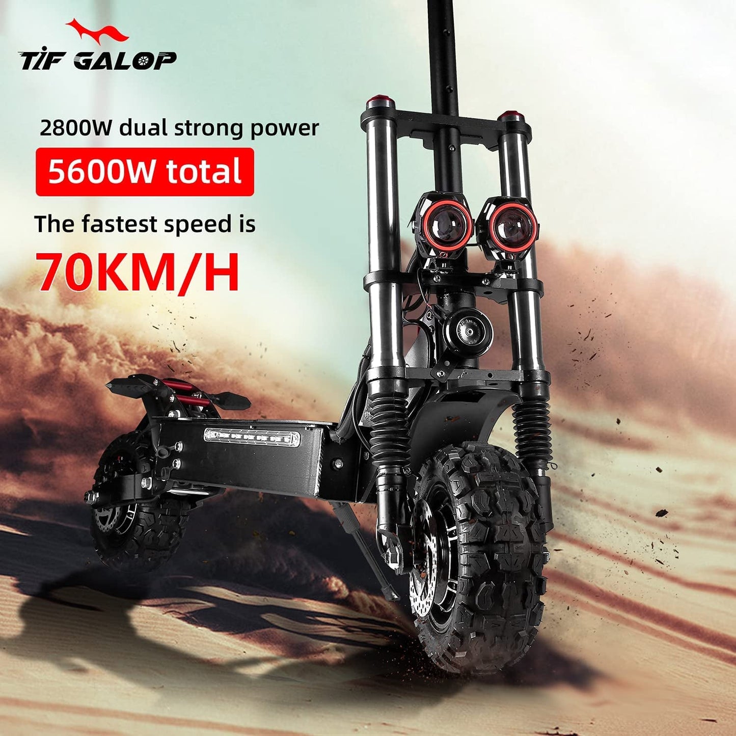 TIFGAOP Electric Scooter High Power Dual Drive 5600W Motor up to 50 MPH and 60 Miles