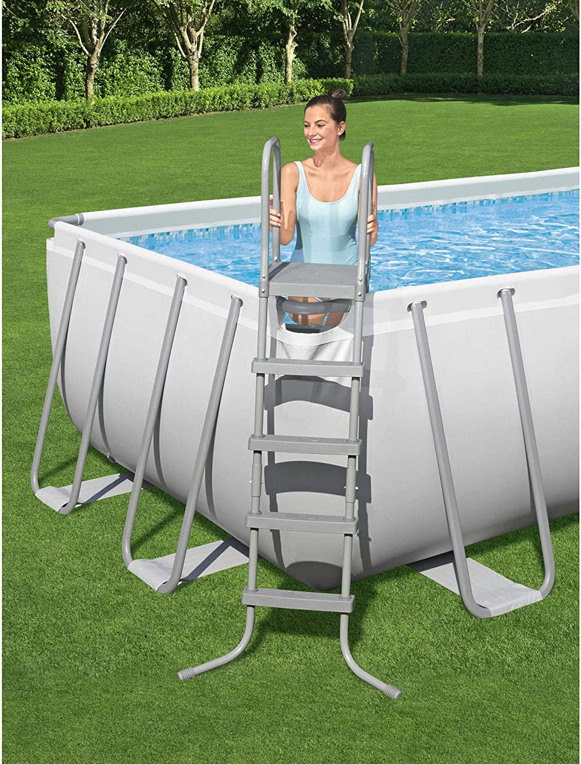 Bestway Power Steel 31’4″ x 16′ x 52″ Above Ground Rectangular Swimming Pool Set