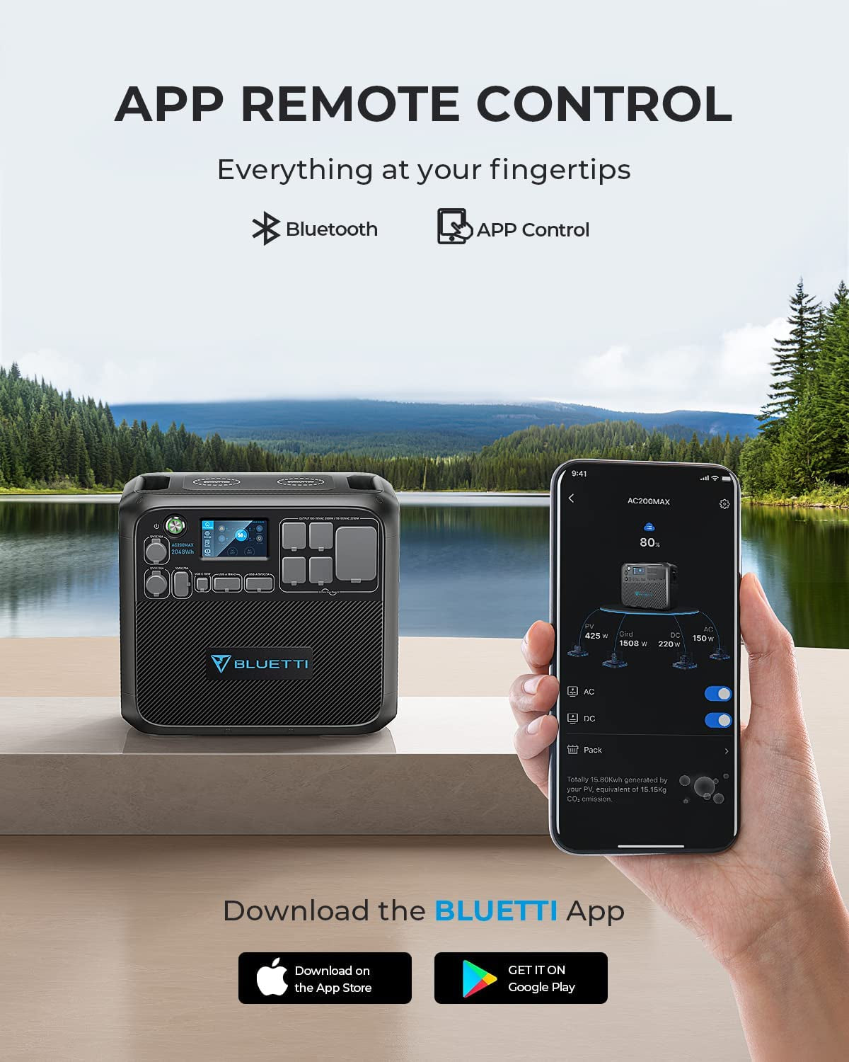 BLUETTI Portable Power Station AC200MAX, 2048Wh