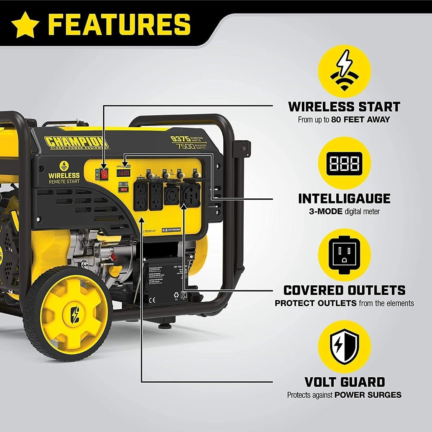 Champion Power Equipment 9375/7500-Watt Portable Generator, Wireless Remote Start