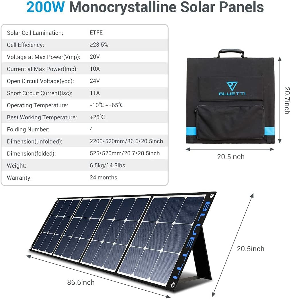 BLUETTI AC200P Portable Power Station with Solar Panel Included 2000W Solar Generator Kit with 3pcs