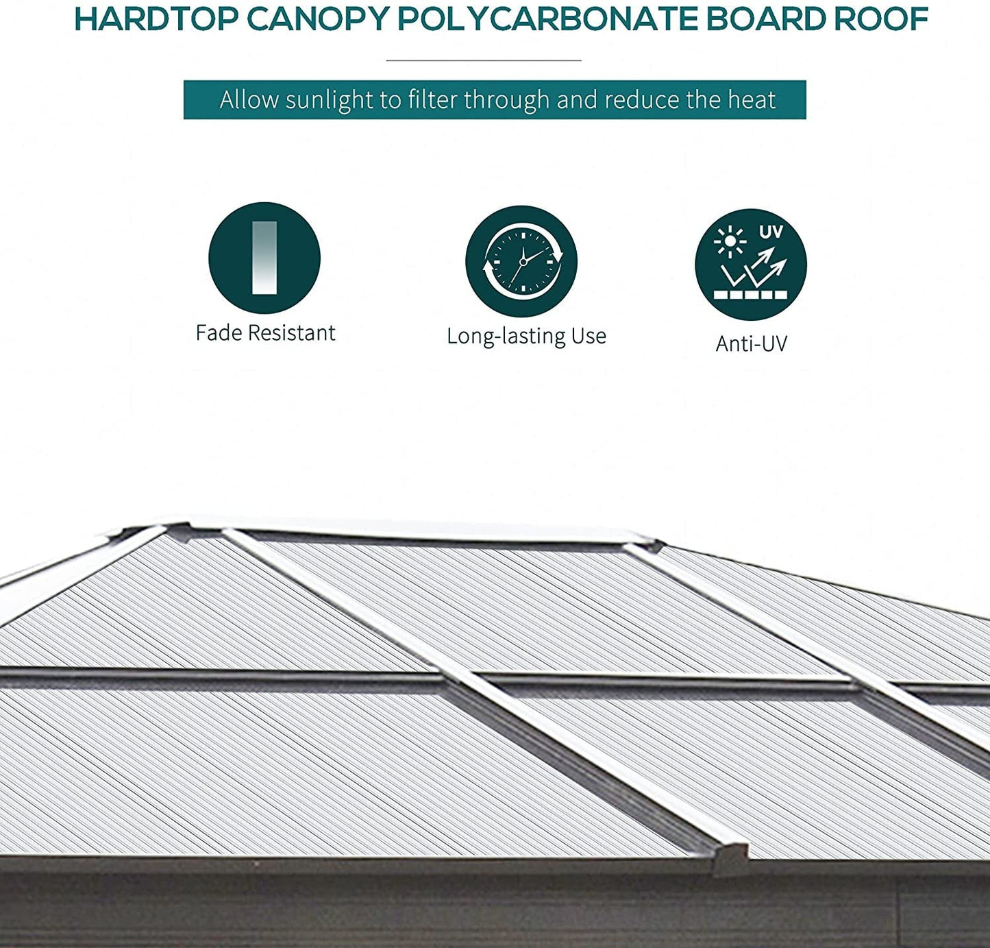 Outsunny 12′ x 10′ Aluminum Patio Gazebo Canopy w/ Polycarbonate Hardtop Roof