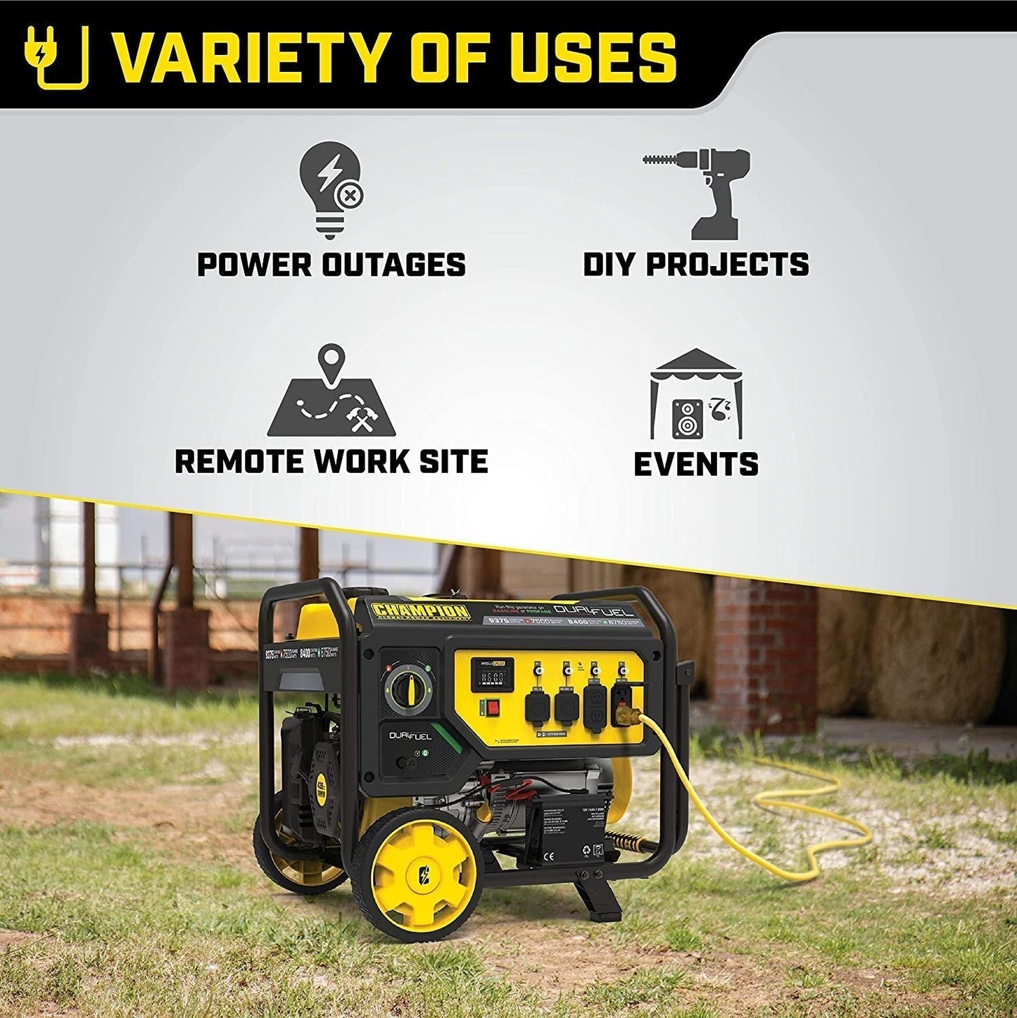 Champion 9375/7500-Watt Dual Fuel Portable Generator, Electric Start