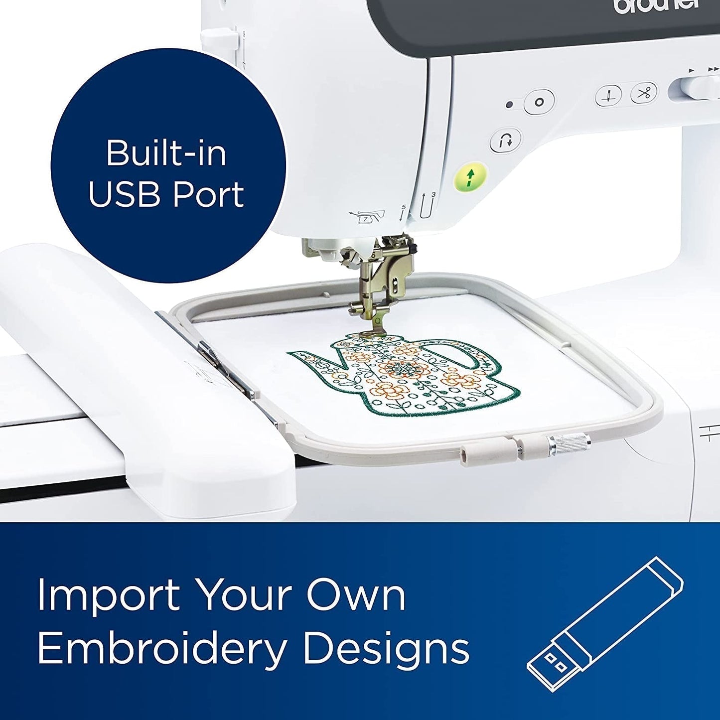 Brother SE2000 Computerized Sewing and Embroidery Machine, 5" x 7" Hoop Area, LCD Touchscreen, 241 Built-In Stitches, 193 Embroidery Designs, Wireless Technology
