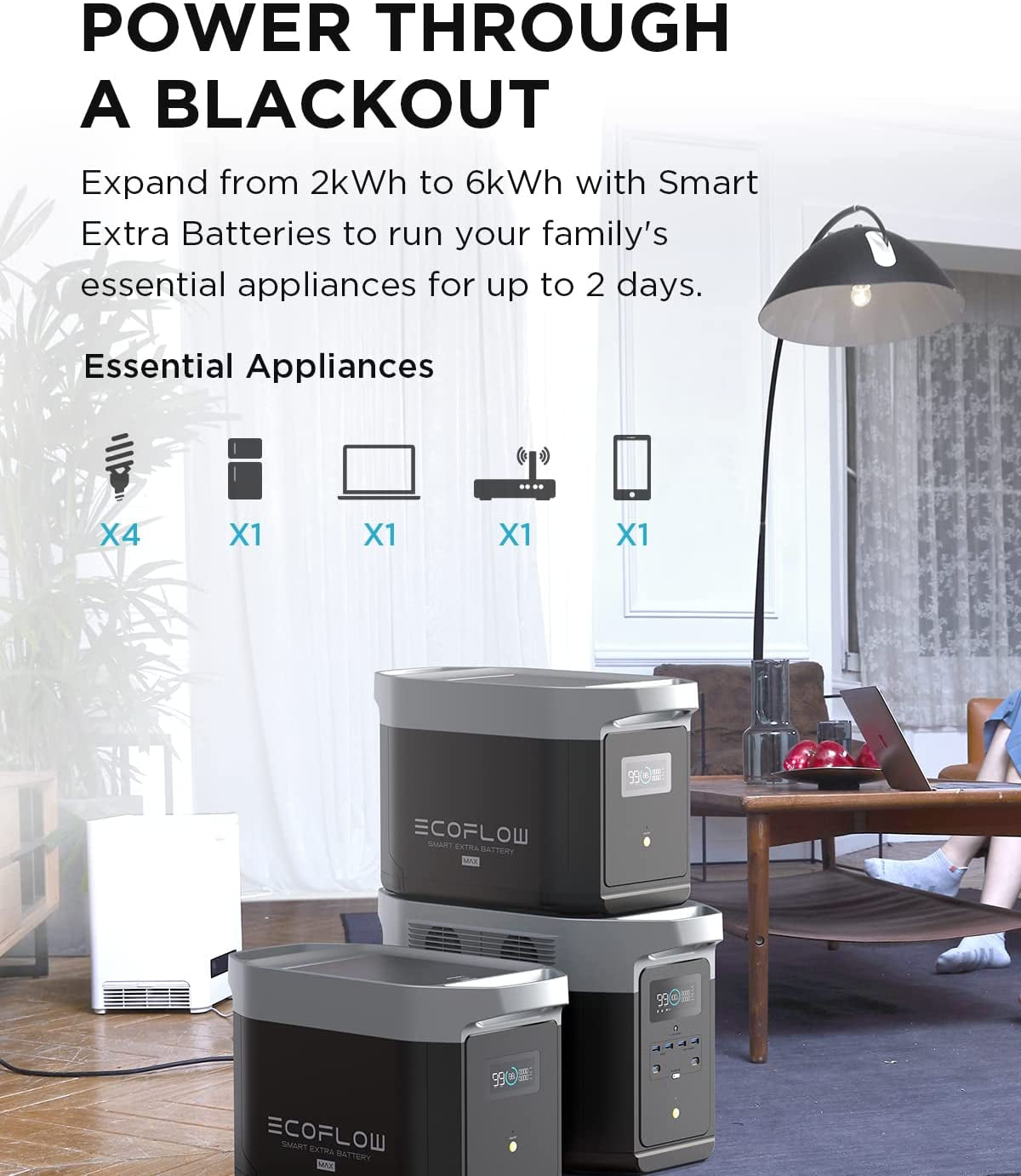 ECOFLOW Portable Power Station DELTA Max 2000, 2016Wh Expandable Capacity, 1.8H to Full Charge