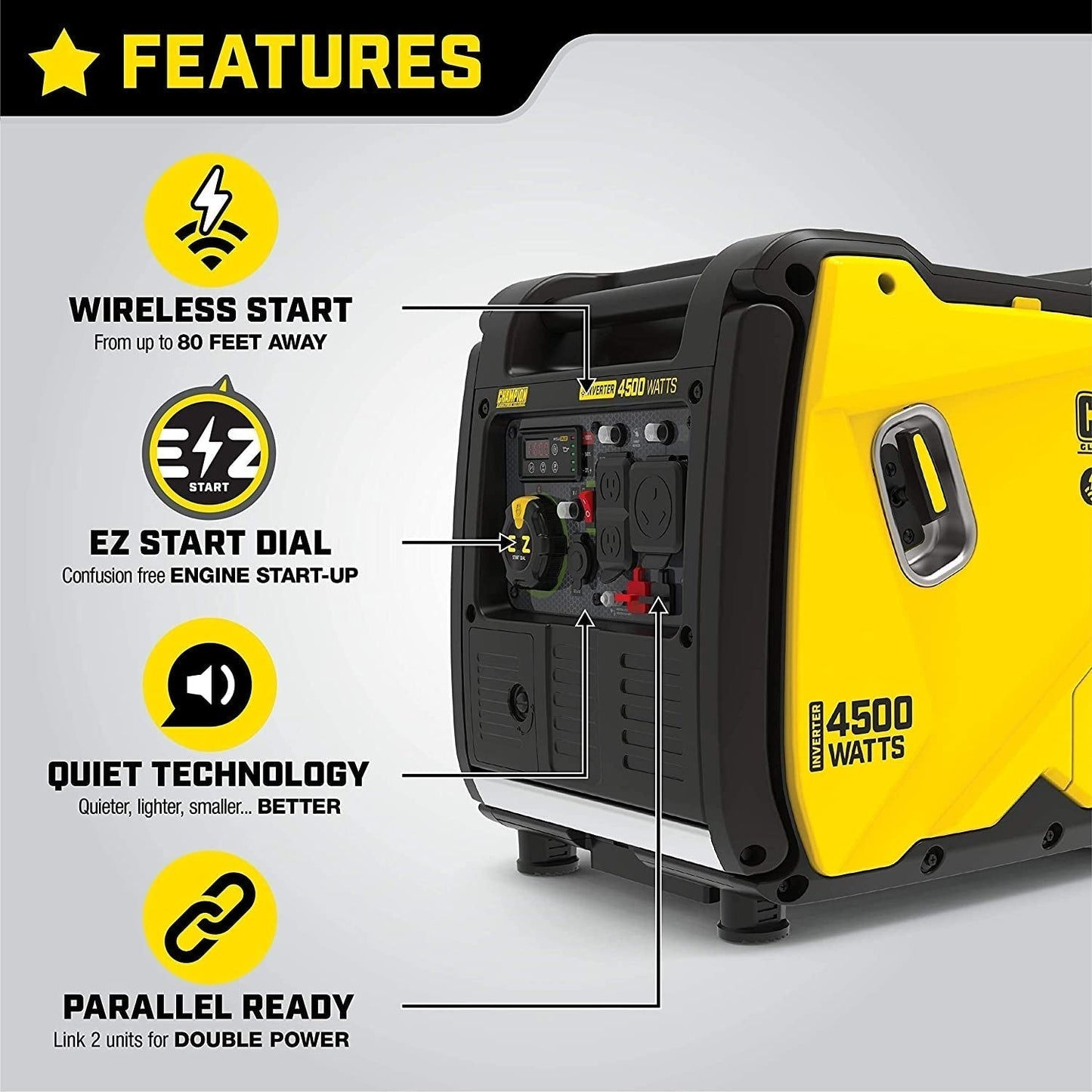Champion Power Equipment 4500-Watt Portable Inverter Generator with Wireless Remote Start