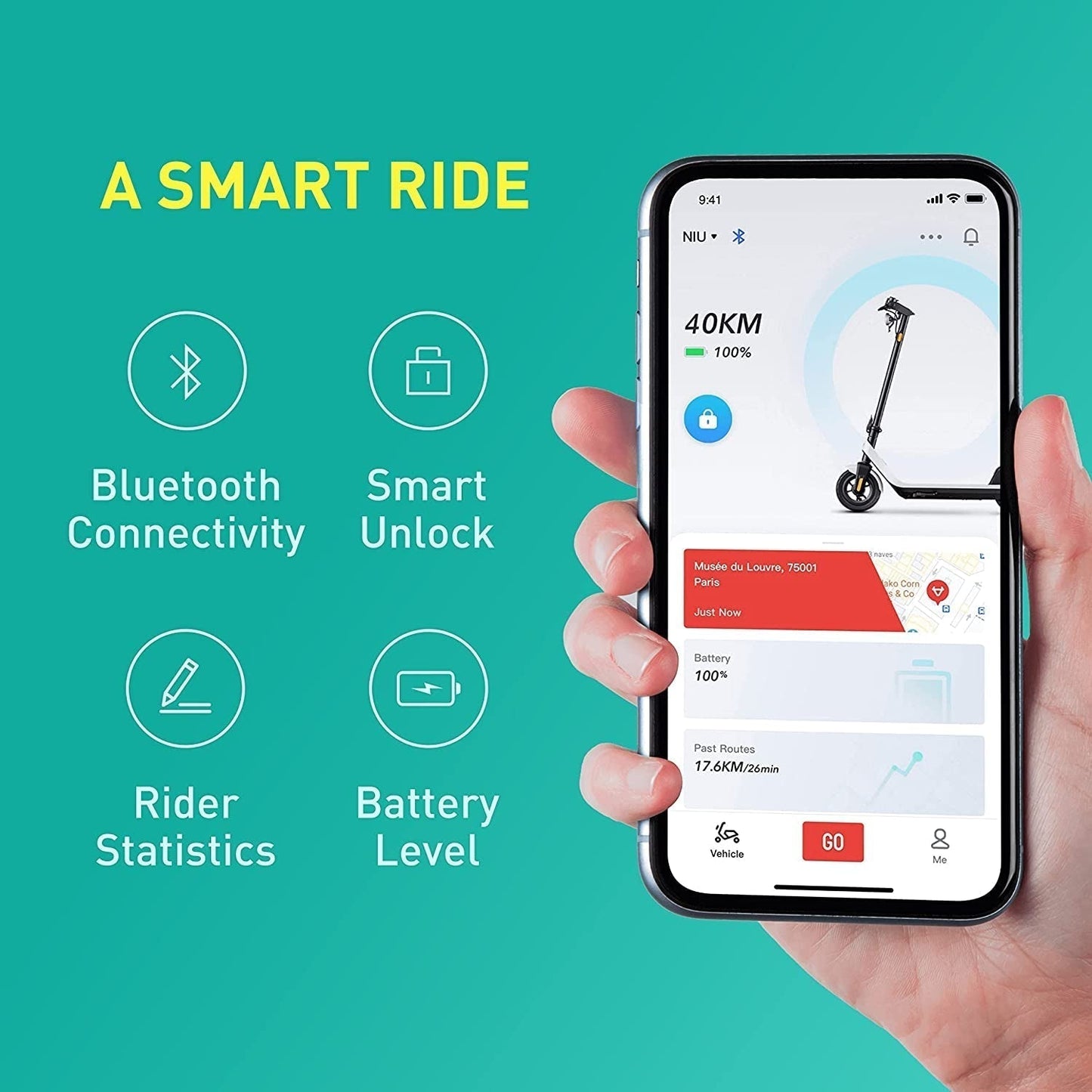 NIU Electric Scooter for Adults - 300W Power, 25 Miles Long-Range, Max 17.4MPH