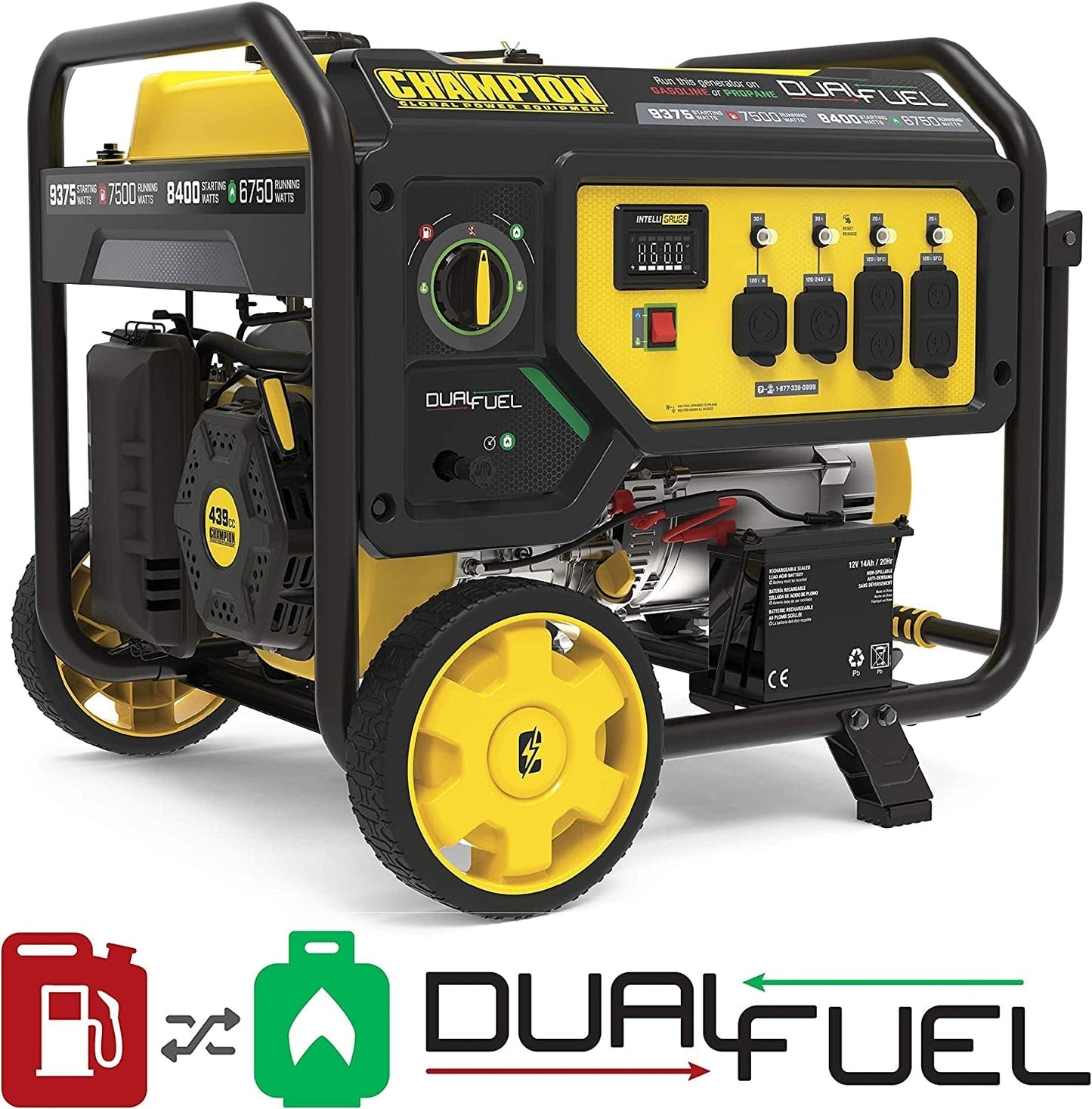 Champion 9375/7500-Watt Dual Fuel Portable Generator, Electric Start