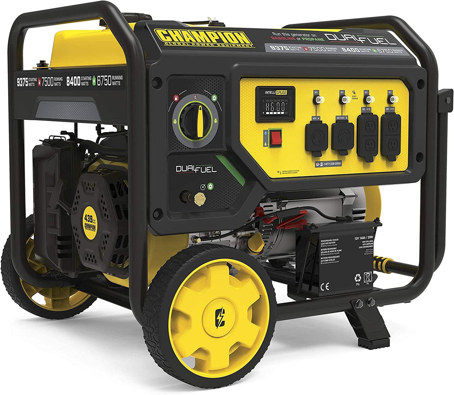Champion 9375/7500-Watt Dual Fuel Portable Generator, Electric Start