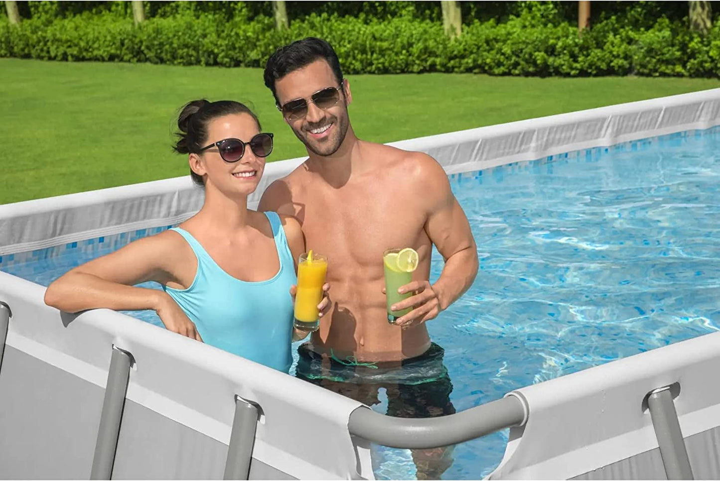 Bestway Power Steel 31’4″ x 16′ x 52″ Above Ground Rectangular Swimming Pool Set