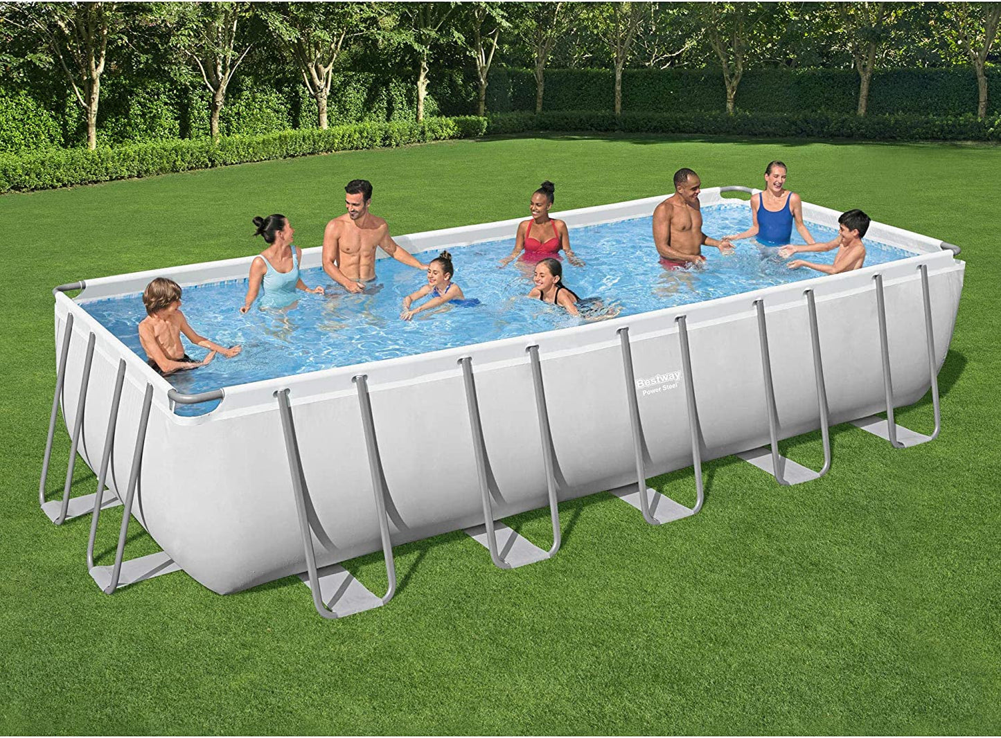 Bestway Power Steel 31’4″ x 16′ x 52″ Above Ground Rectangular Swimming Pool Set