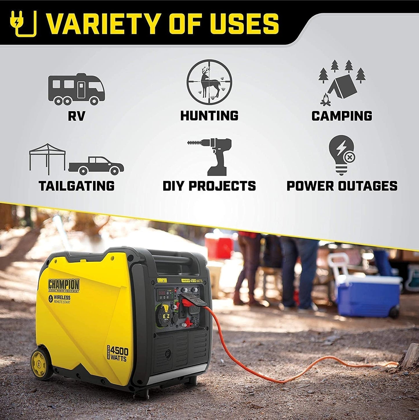 Champion Power Equipment 4500-Watt Portable Inverter Generator with Wireless Remote Start
