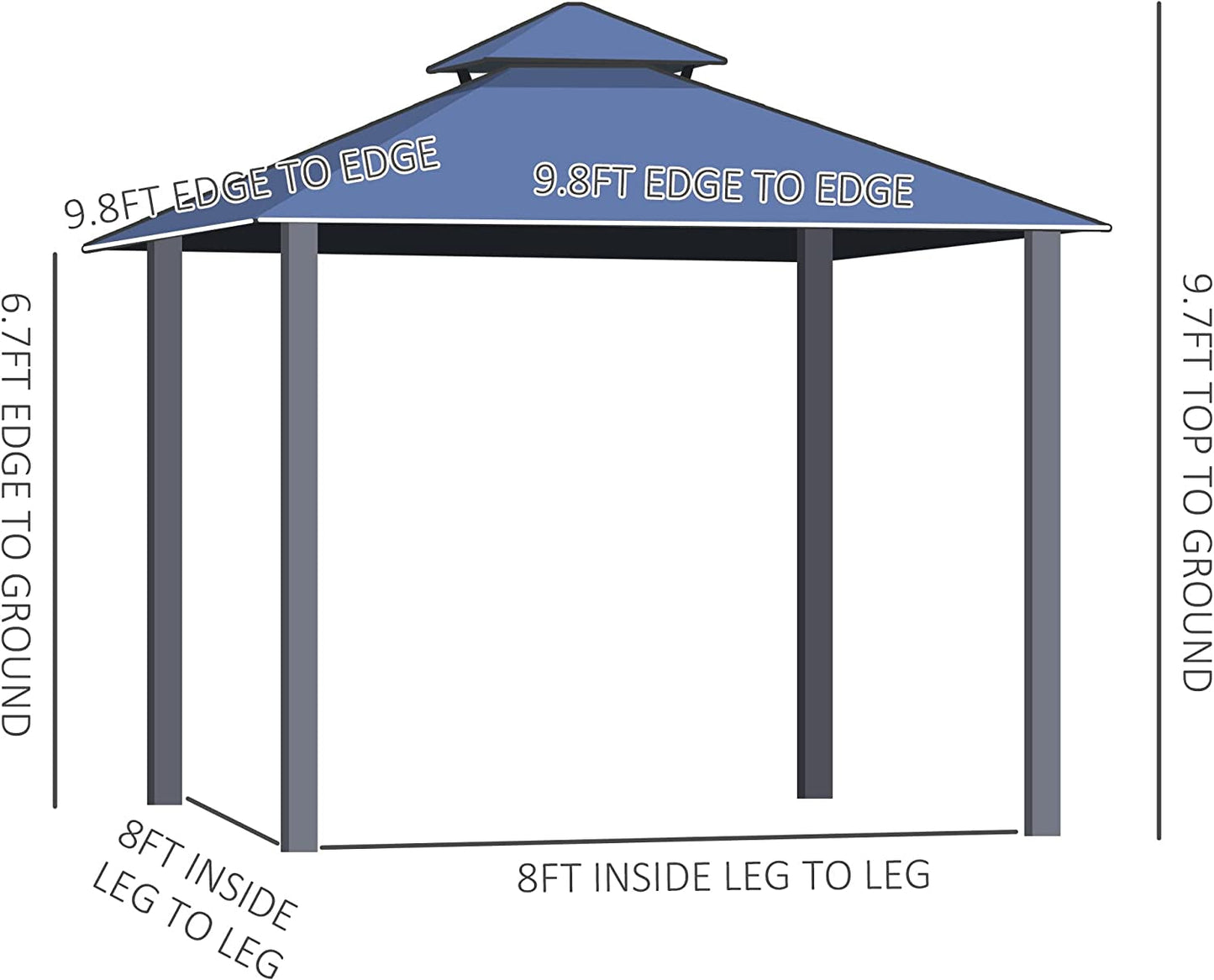 Outsunny 10′ x 10′ Aluminum Patio Gazebo Canopy w/ Polycarbonate Hardtop Roof