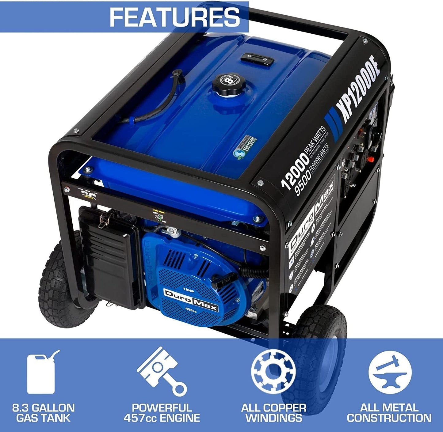 DuroMax Gas Powered Portable 12000 Watt-Electric