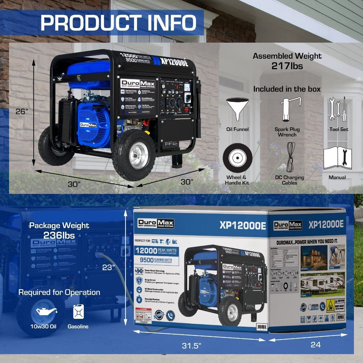 DuroMax Gas Powered Portable 12000 Watt-Electric