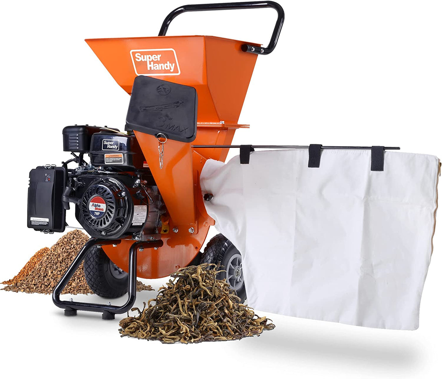 Superhandy Wood Chipper Shredder Mulcher Ultra Heavy Duty 7HP 3 in 1 Multi-Function 3" Inch Max Capacity