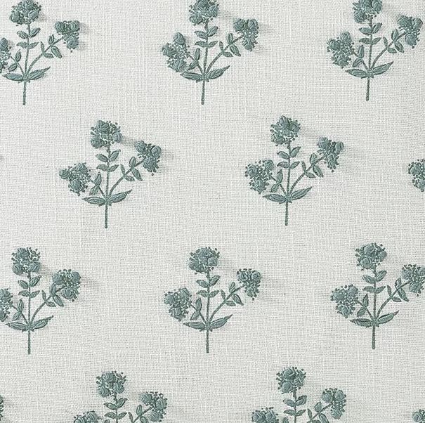 Green Block Print Floral Throw Pillow, Green, 20" x 20", Square, 1 Pillow