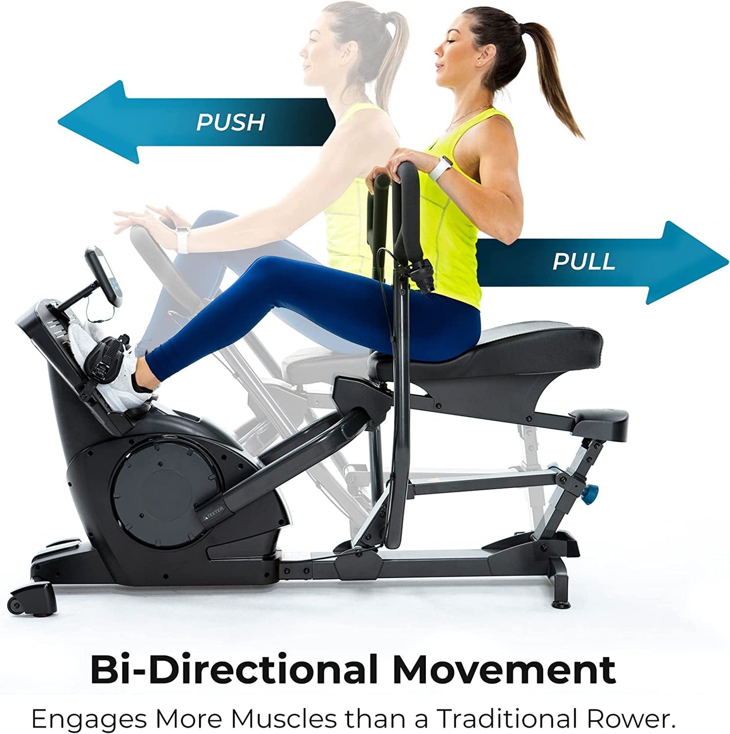 Teeter Power10 Rower with 2-Way Magnetic Resistance Elliptical Motion – Indoor Rowing Machine