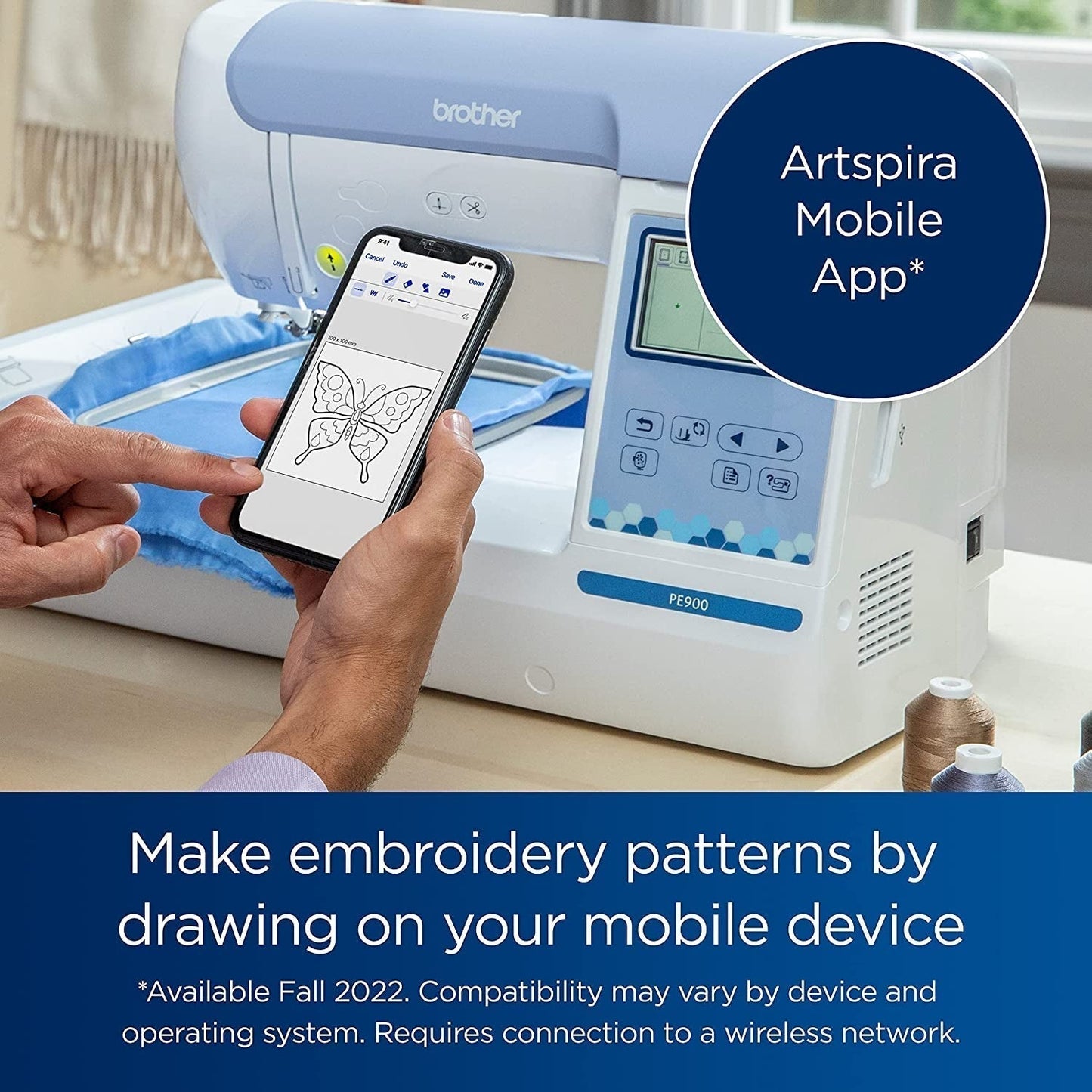 Embroidery Machine PE800, 138 Built-In Designs, 5" X 7" Hoop Area