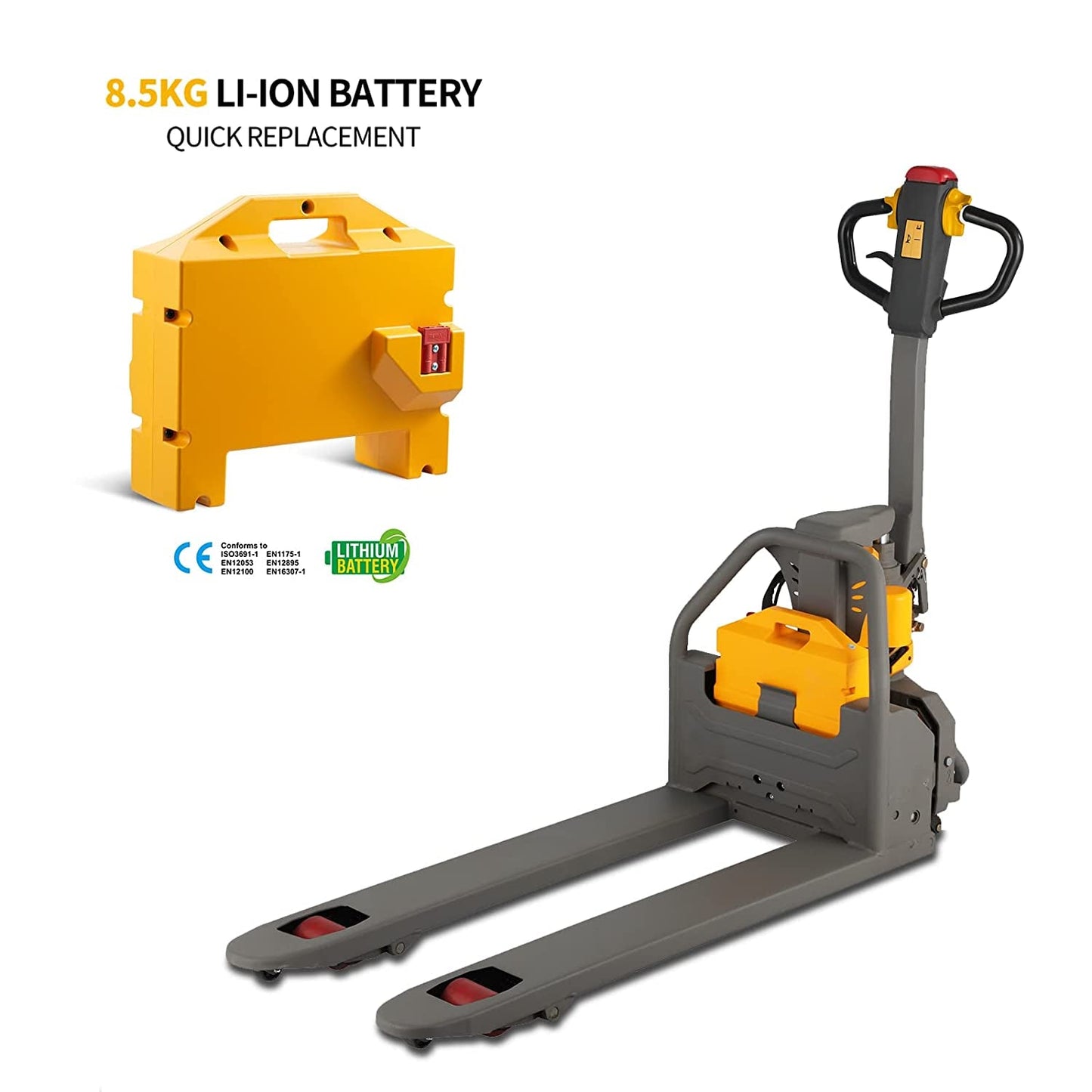 Full Electric Lithium Pallet Jack Trcuk 3300Lbs Capacity 48" X27"