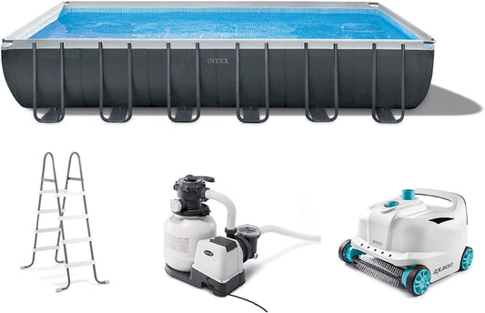 Intex 24′ x 12′ x 52″ Rectangular Ultra XTR Frame Swimming Pool w/ Sand Filter