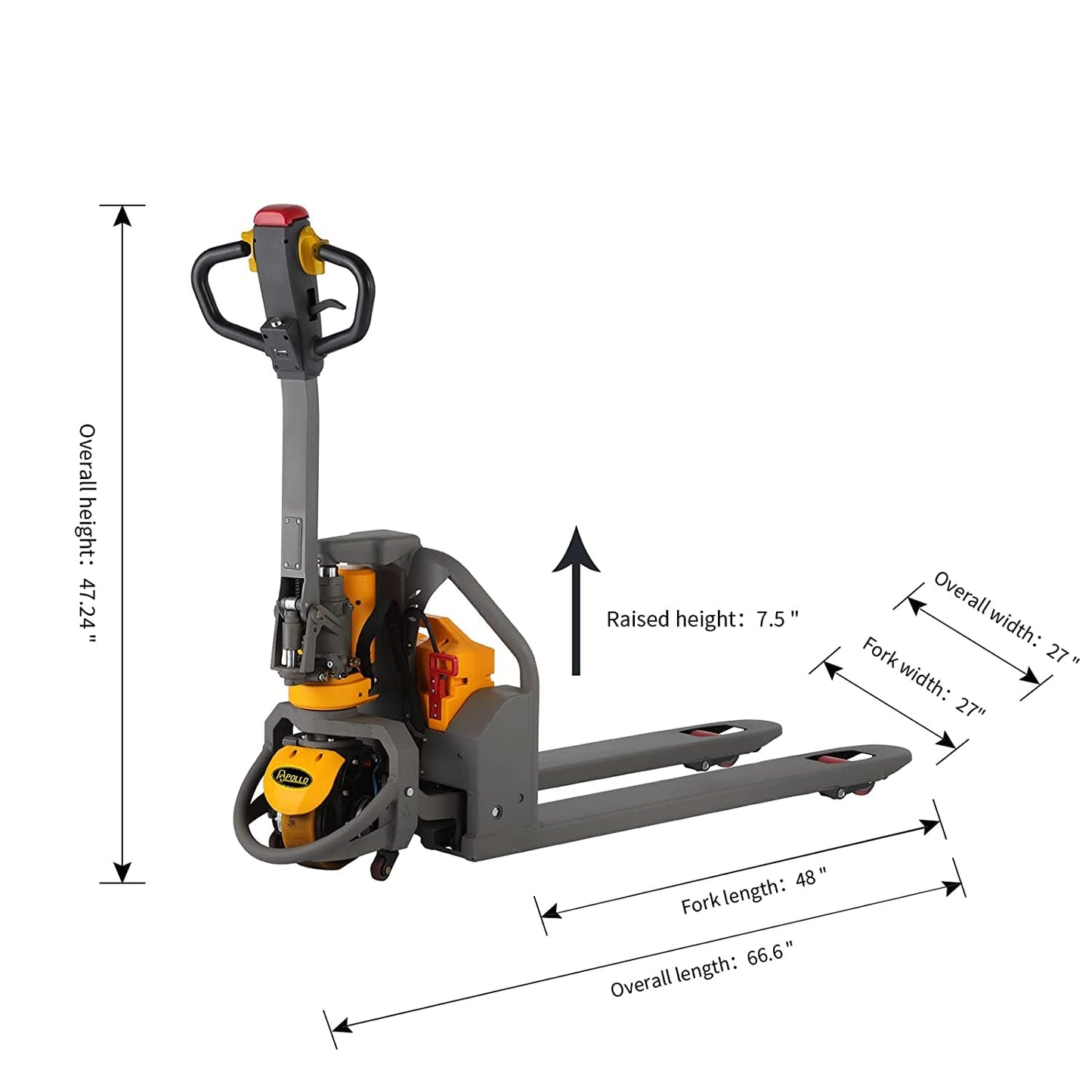 Full Electric Lithium Pallet Jack Trcuk 3300Lbs Capacity 48" X27"