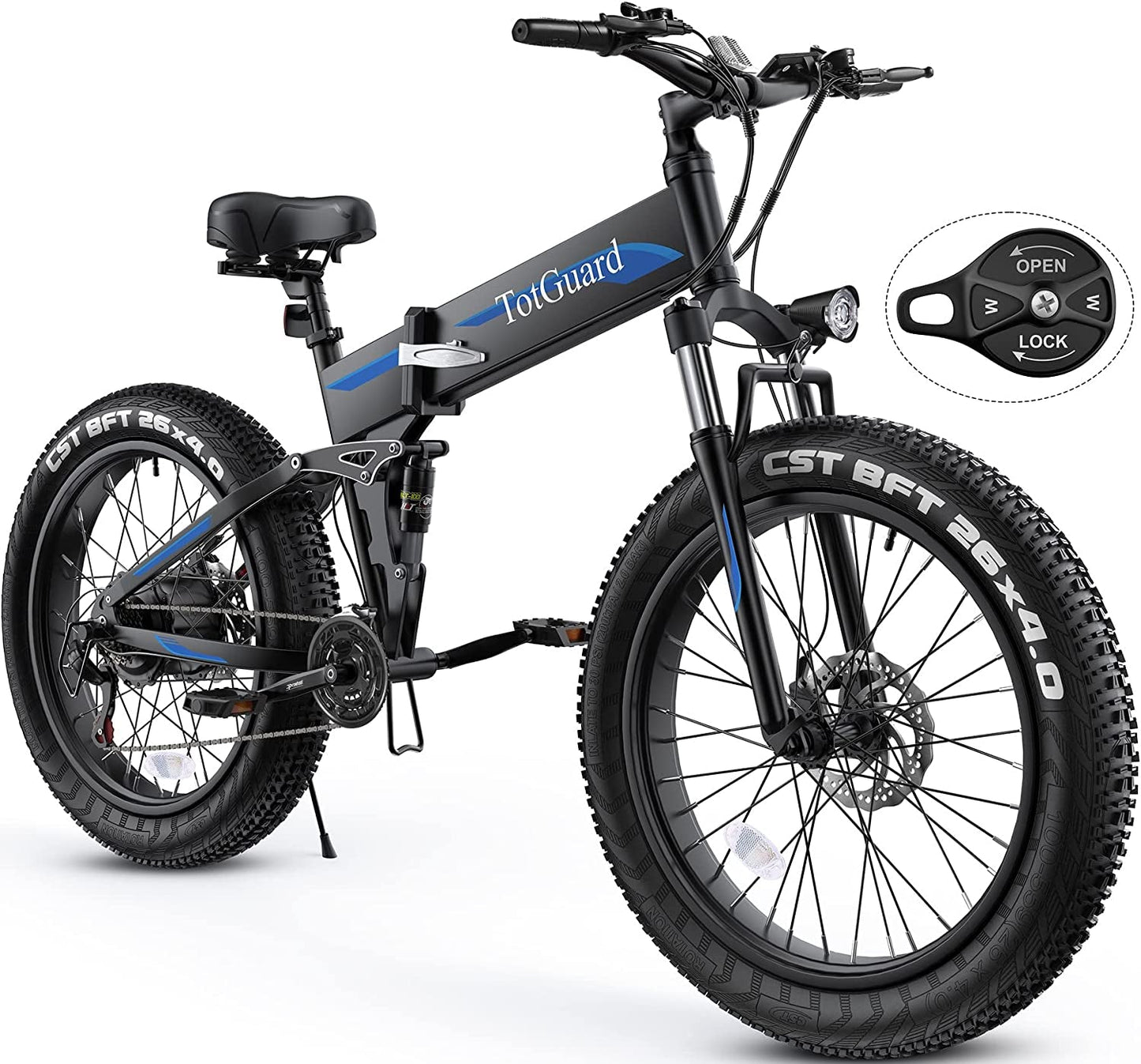 Totguard Electric Bike, 26" Fat Tire Electric Bike for Adults 500W 21.6MPH